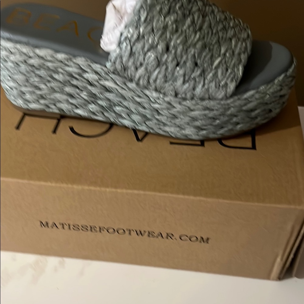 Matisse Women's Peony Woven Platform Sandals - Slate Blue Sz 8 NEW